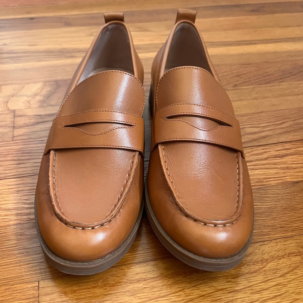 Cole Haan Stassi Pecan Leather Penny Loafers Sz 8.5 M - Picture 2 of 7